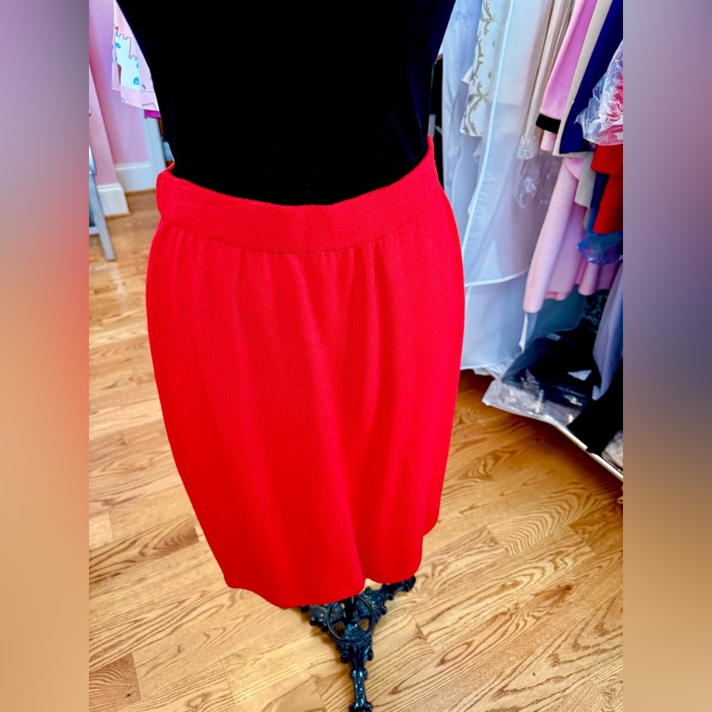 St. John Red Midi Pencil Skirt for Cocktail